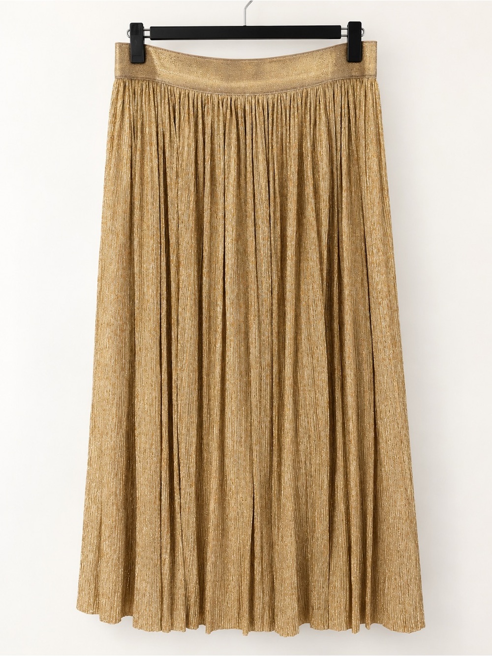 Alice + Olivia Gold Metallic Pleated Midi Skirt NWT Size 6